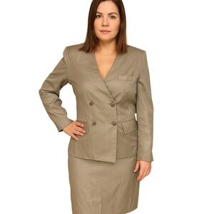 Vintage Le Suit Blazer Suit & Skirt Set 2 Piece Women's Size 12 Viscose Brown